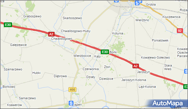 mapa Kąty gmina Słupca, Kąty gmina Słupca na mapie Targeo