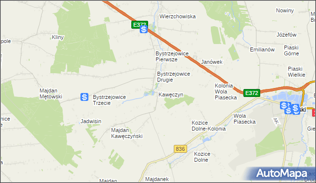 mapa Kawęczyn gmina Piaski, Kawęczyn gmina Piaski na mapie Targeo