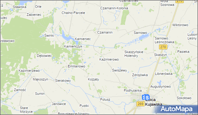 mapa Kazimierowo gmina Izbica Kujawska, Kazimierowo gmina Izbica Kujawska na mapie Targeo