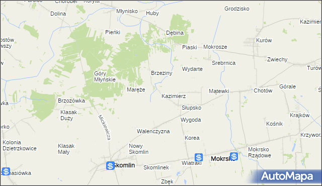 mapa Kazimierz gmina Skomlin, Kazimierz gmina Skomlin na mapie Targeo
