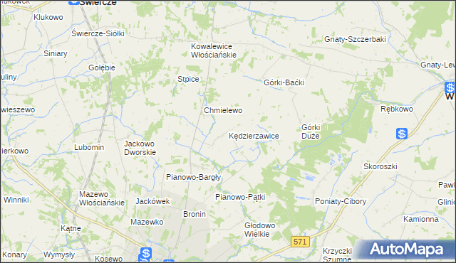 mapa Kędzierzawice, Kędzierzawice na mapie Targeo