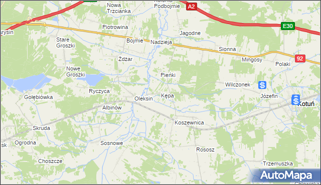 mapa Kępa gmina Kotuń, Kępa gmina Kotuń na mapie Targeo