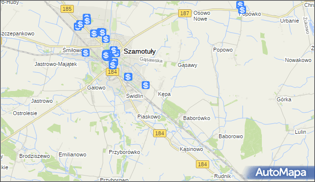 mapa Kępa gmina Szamotuły, Kępa gmina Szamotuły na mapie Targeo