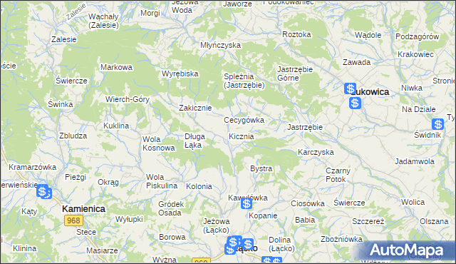 mapa Kicznia, Kicznia na mapie Targeo