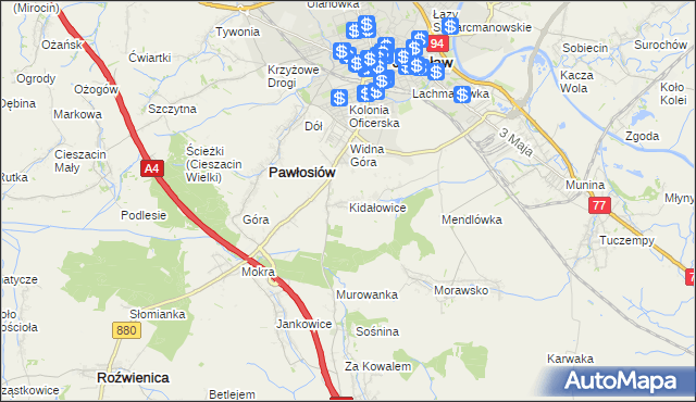 mapa Kidałowice, Kidałowice na mapie Targeo