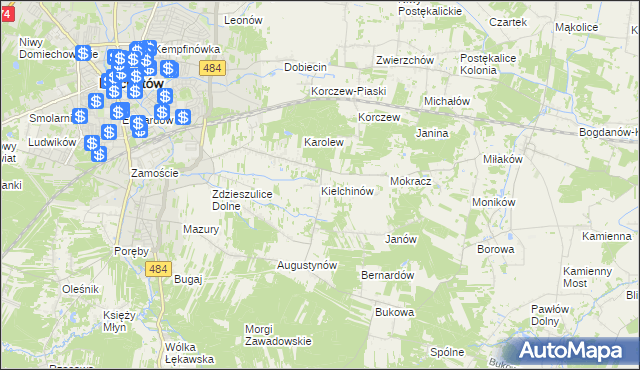 mapa Kielchinów, Kielchinów na mapie Targeo