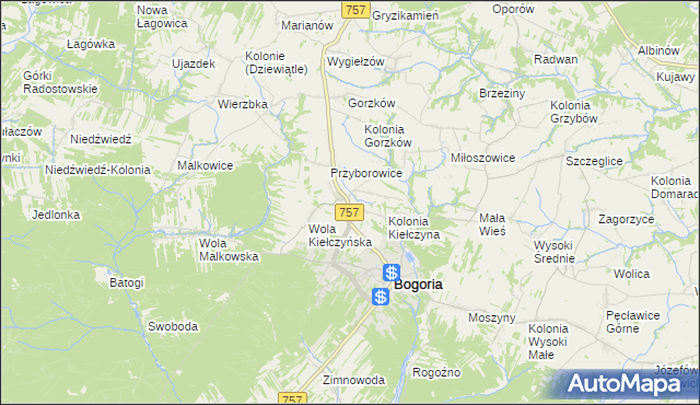 mapa Kiełczyna, Kiełczyna na mapie Targeo