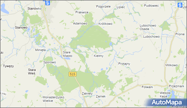 mapa Kielmy, Kielmy na mapie Targeo