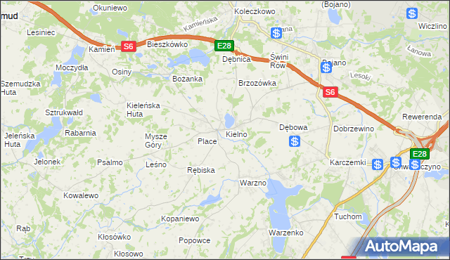 mapa Kielno gmina Szemud, Kielno gmina Szemud na mapie Targeo