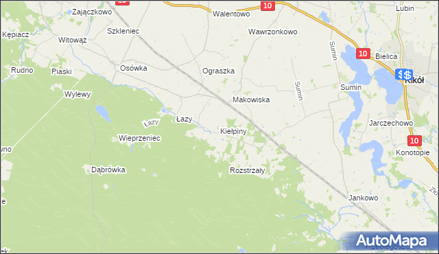 mapa Kiełpiny gmina Czernikowo, Kiełpiny gmina Czernikowo na mapie Targeo