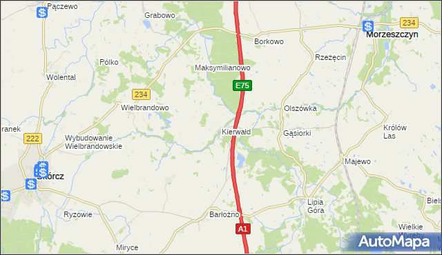 mapa Kierwałd, Kierwałd na mapie Targeo