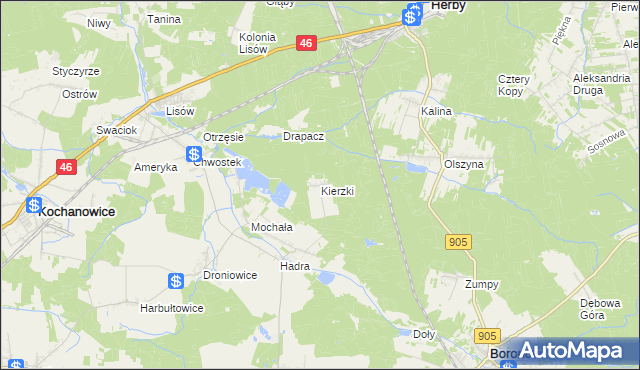 mapa Kierzki gmina Herby, Kierzki gmina Herby na mapie Targeo