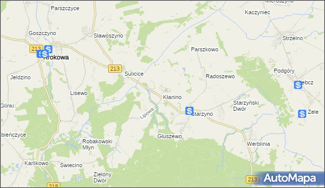 mapa Kłanino gmina Krokowa, Kłanino gmina Krokowa na mapie Targeo