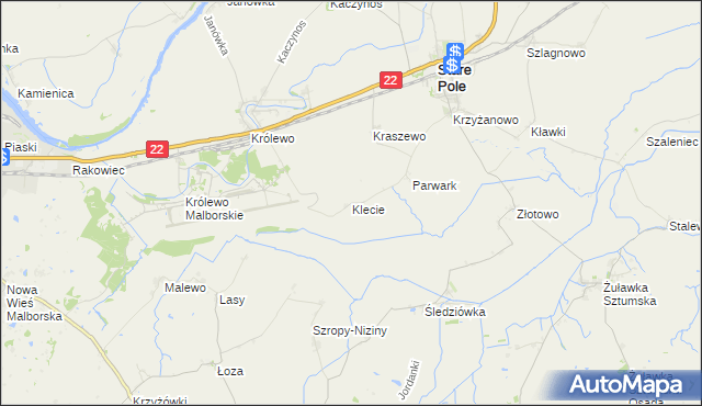 mapa Klecie gmina Stare Pole, Klecie gmina Stare Pole na mapie Targeo