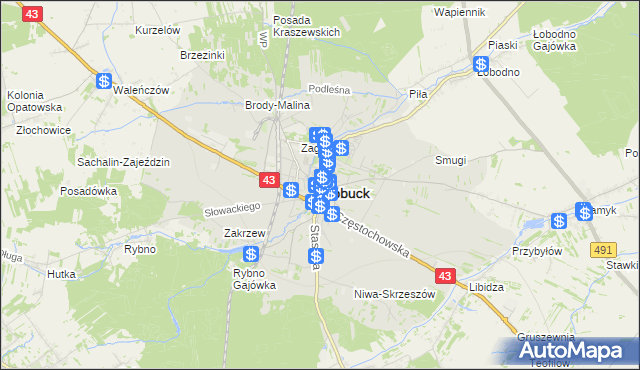 mapa Kłobuck, Kłobuck na mapie Targeo