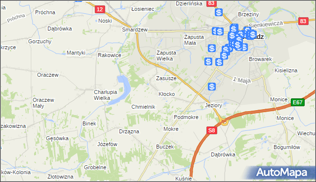 mapa Kłocko, Kłocko na mapie Targeo