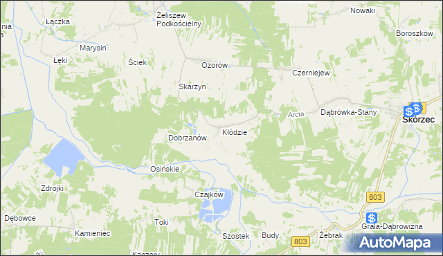 mapa Kłódzie, Kłódzie na mapie Targeo