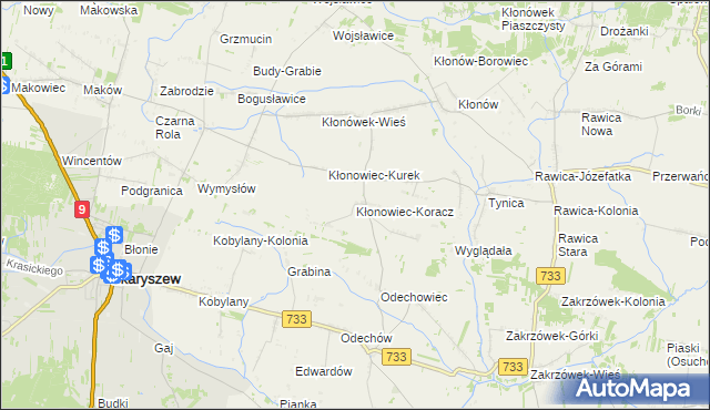 mapa Kłonowiec-Koracz, Kłonowiec-Koracz na mapie Targeo