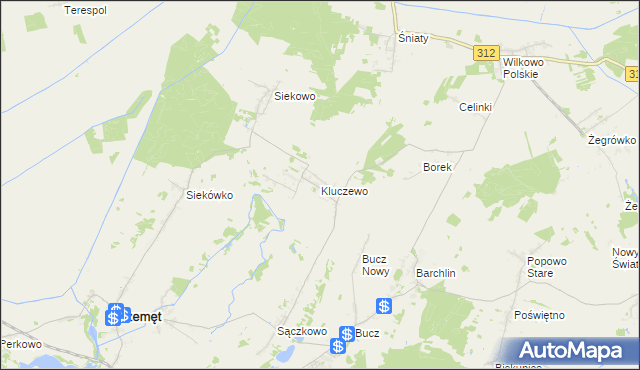 mapa Kluczewo gmina Przemęt, Kluczewo gmina Przemęt na mapie Targeo