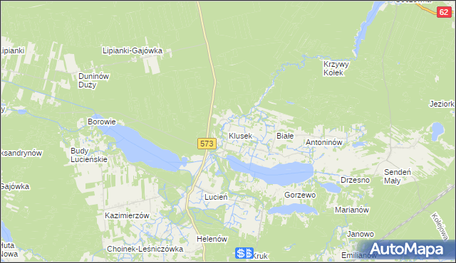 mapa Klusek gmina Gostynin, Klusek gmina Gostynin na mapie Targeo