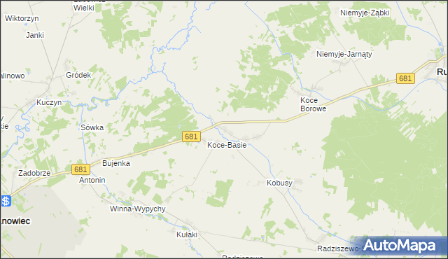 mapa Koce-Piskuły, Koce-Piskuły na mapie Targeo