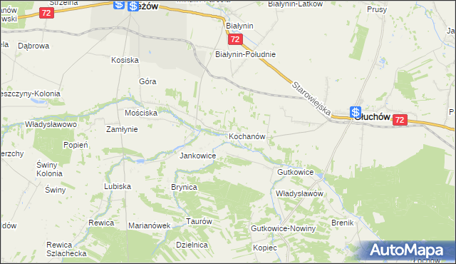 mapa Kochanów gmina Głuchów, Kochanów gmina Głuchów na mapie Targeo