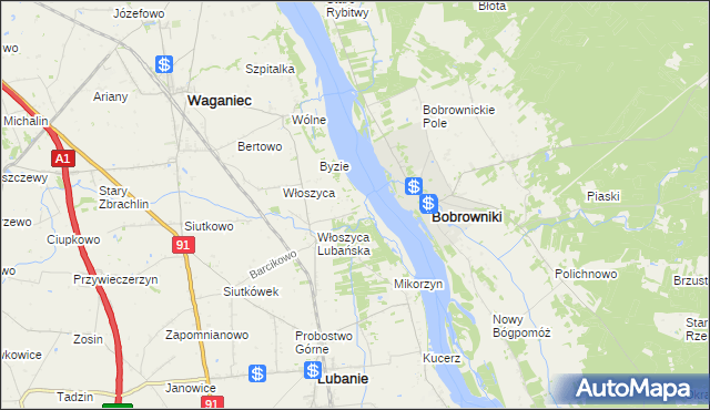 mapa Kocia Górka gmina Lubanie, Kocia Górka gmina Lubanie na mapie Targeo