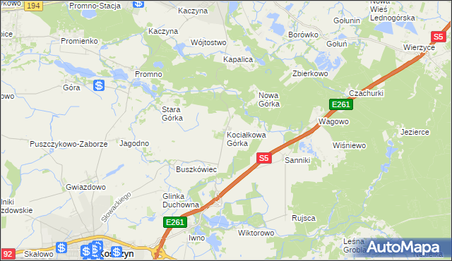 mapa Kociałkowa Górka, Kociałkowa Górka na mapie Targeo