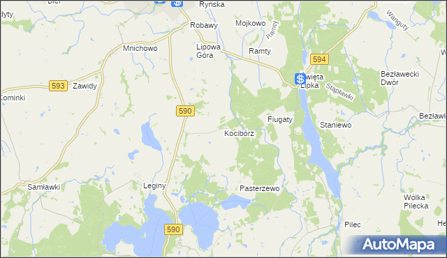 mapa Kocibórz, Kocibórz na mapie Targeo