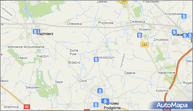 mapa Kokoszczyn gmina Tarnowo Podgórne, Kokoszczyn gmina Tarnowo Podgórne na mapie Targeo