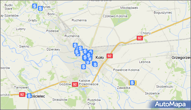 mapa Koło, Koło na mapie Targeo