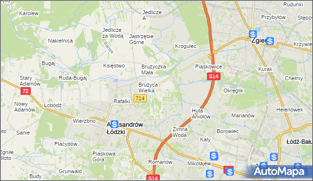 mapa Kolonia Brużyca, Kolonia Brużyca na mapie Targeo