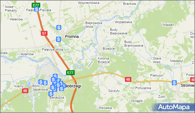 mapa Kolonia Brzeźce, Kolonia Brzeźce na mapie Targeo