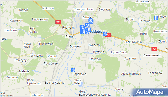 mapa Kolonia Byczyna, Kolonia Byczyna na mapie Targeo