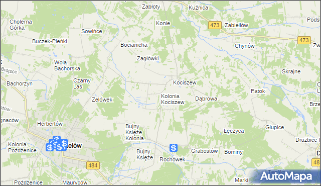 mapa Kolonia Kociszew, Kolonia Kociszew na mapie Targeo