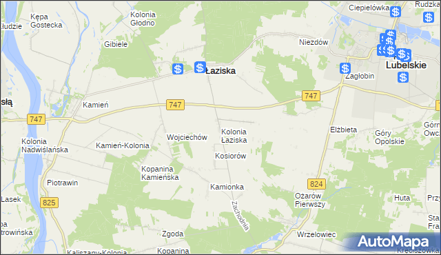 mapa Kolonia Łaziska gmina Łaziska, Kolonia Łaziska gmina Łaziska na mapie Targeo