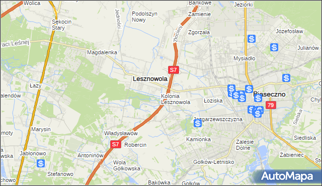 mapa Kolonia Lesznowola, Kolonia Lesznowola na mapie Targeo