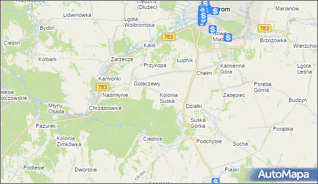 mapa Kolonia Suska, Kolonia Suska na mapie Targeo