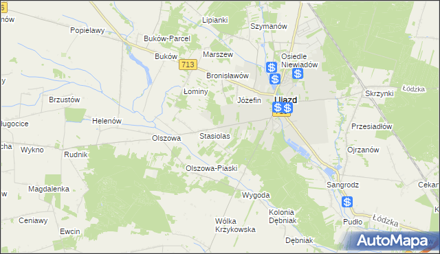 mapa Kolonia Ujazd, Kolonia Ujazd na mapie Targeo