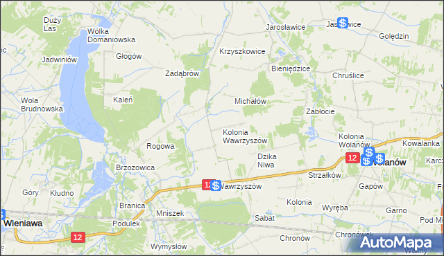 mapa Kolonia Wawrzyszów, Kolonia Wawrzyszów na mapie Targeo