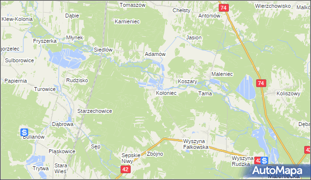 mapa Kołoniec, Kołoniec na mapie Targeo