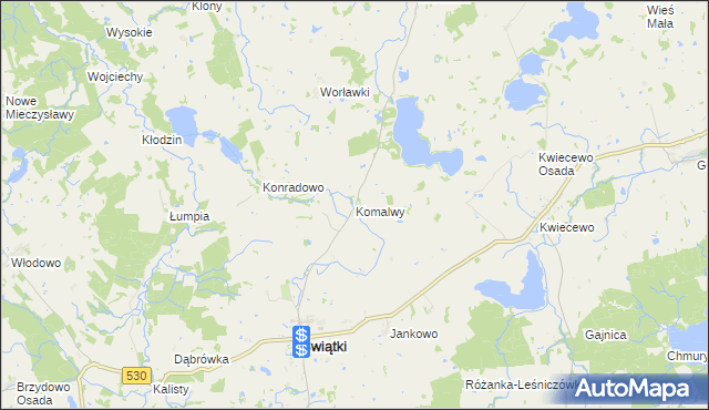 mapa Komalwy, Komalwy na mapie Targeo