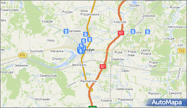 mapa Komorniki gmina Tarczyn, Komorniki gmina Tarczyn na mapie Targeo