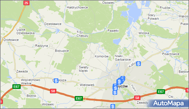 mapa Komorów gmina Syców, Komorów gmina Syców na mapie Targeo