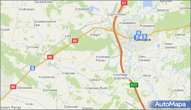 mapa Kondrajec Pański, Kondrajec Pański na mapie Targeo