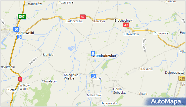 mapa Kondratowice, Kondratowice na mapie Targeo