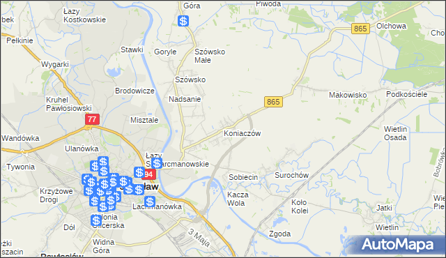 mapa Koniaczów, Koniaczów na mapie Targeo