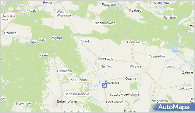 mapa Konieczno, Konieczno na mapie Targeo