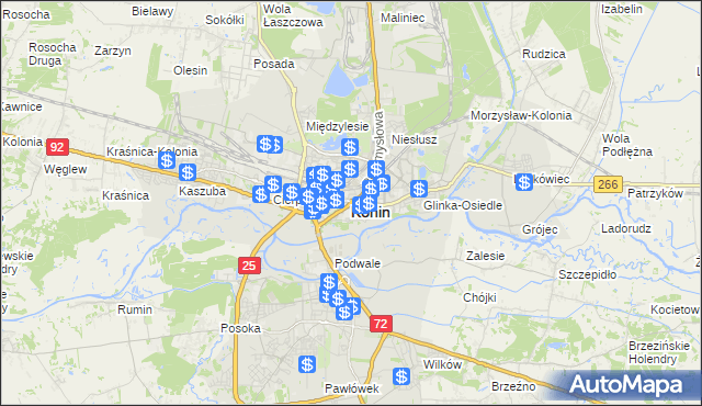 mapa Konina, Konin na mapie Targeo