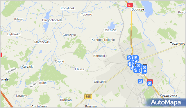mapa Konopki gmina Grajewo, Konopki gmina Grajewo na mapie Targeo